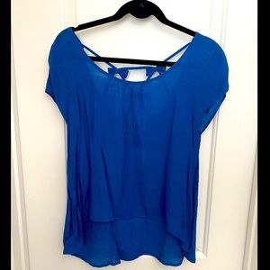 Blue Top With Strappy Bow Detail
